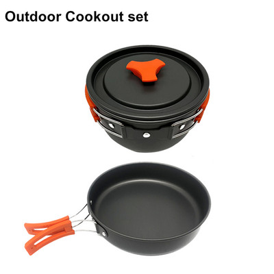 1 Matkaköögitarvete komplekt, panni, pottide ja kaane komplekt, mittekleepuvate kokkupandavate keedupottide komplekt Matkaköögitarvete komplekt, kaasaskantavad õuenõud