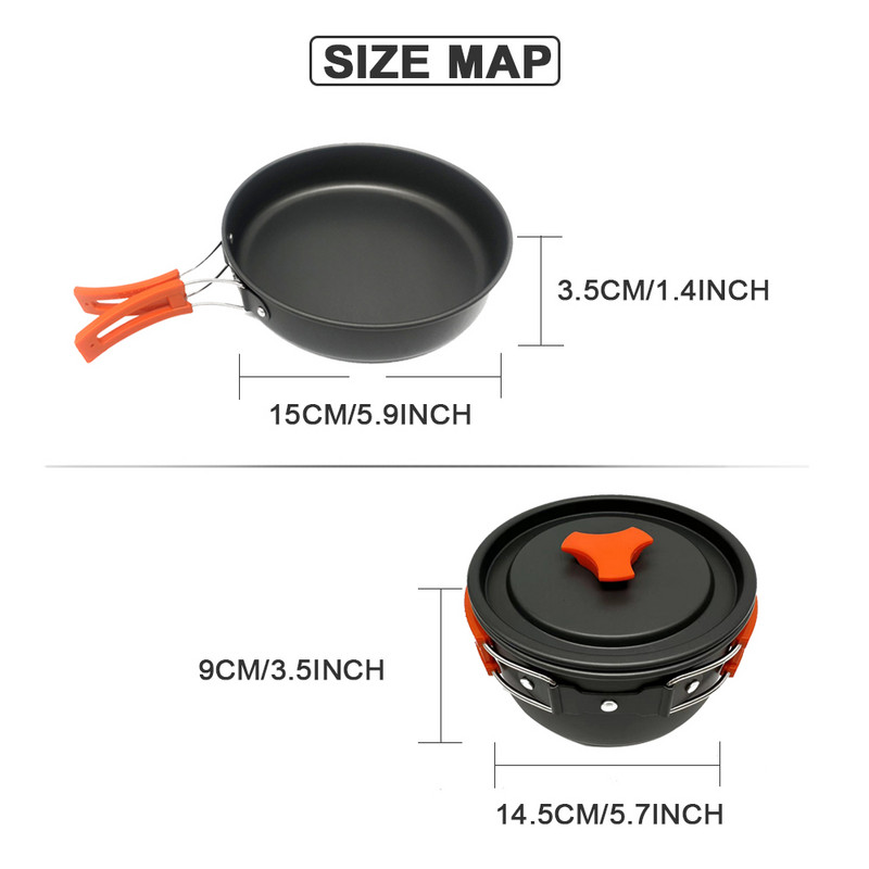 1 Matkaköögitarvete komplekt, panni, pottide ja kaane komplekt, mittekleepuvate kokkupandavate keedupottide komplekt Matkaköögitarvete komplekt, kaasaskantavad õuenõud