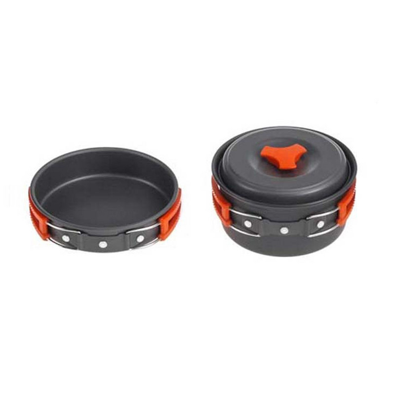 1 Matkaköögitarvete komplekt, panni, pottide ja kaane komplekt, mittekleepuvate kokkupandavate keedupottide komplekt Matkaköögitarvete komplekt, kaasaskantavad õuenõud