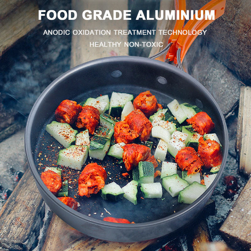 1 Matkaköögitarvete komplekt, panni, pottide ja kaane komplekt, mittekleepuvate kokkupandavate keedupottide komplekt Matkaköögitarvete komplekt, kaasaskantavad õuenõud