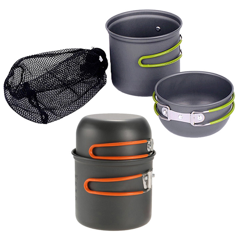 Kämpingu pikniku grillpott ühe piknikuga kaasaskantav kokkupandav õuepotti komplekt 1 inimesele toiduvalmistamiseks mõeldud lauanõud, piknikupotid