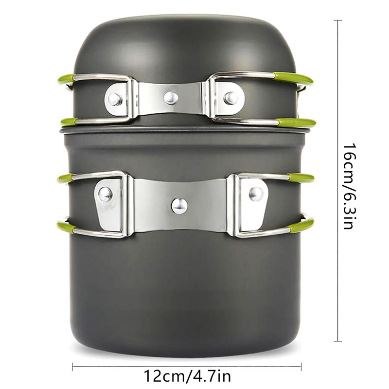 Kämpingu pikniku grillpott ühe piknikuga kaasaskantav kokkupandav õuepotti komplekt 1 inimesele toiduvalmistamiseks mõeldud lauanõud, piknikupotid