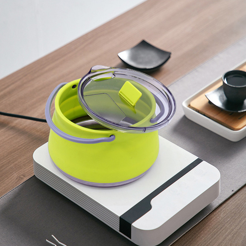 Saliekams mini ūdens katls, silikona ūdens tējkanna ar rokturi, ūdens pārnēsājams āra kempinga ceļojumu pašbraucošs trauks