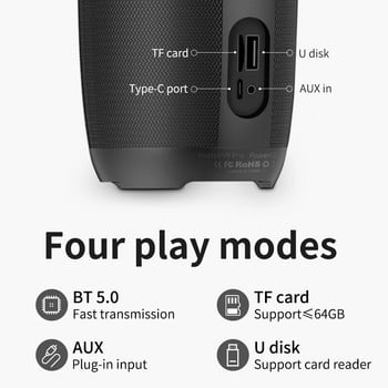 TWS Bluetooth ηχείο φορητό αδιάβροχο σύστημα μουσικής υπογούφερ υψηλής ισχύος στήλης με AUX TF USB For Computer Speakes Box