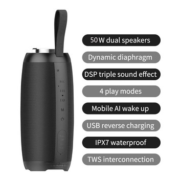 TWS Bluetooth ηχείο φορητό αδιάβροχο σύστημα μουσικής υπογούφερ υψηλής ισχύος στήλης με AUX TF USB For Computer Speakes Box