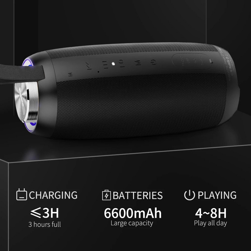 TWS Bluetooth skaļrunis, pārnēsājams ūdensizturīgs kolonnas lieljaudas zemfrekvences skaļruņa mūzikas sistēma ar AUX TF USB datora skaļruņu kārbai