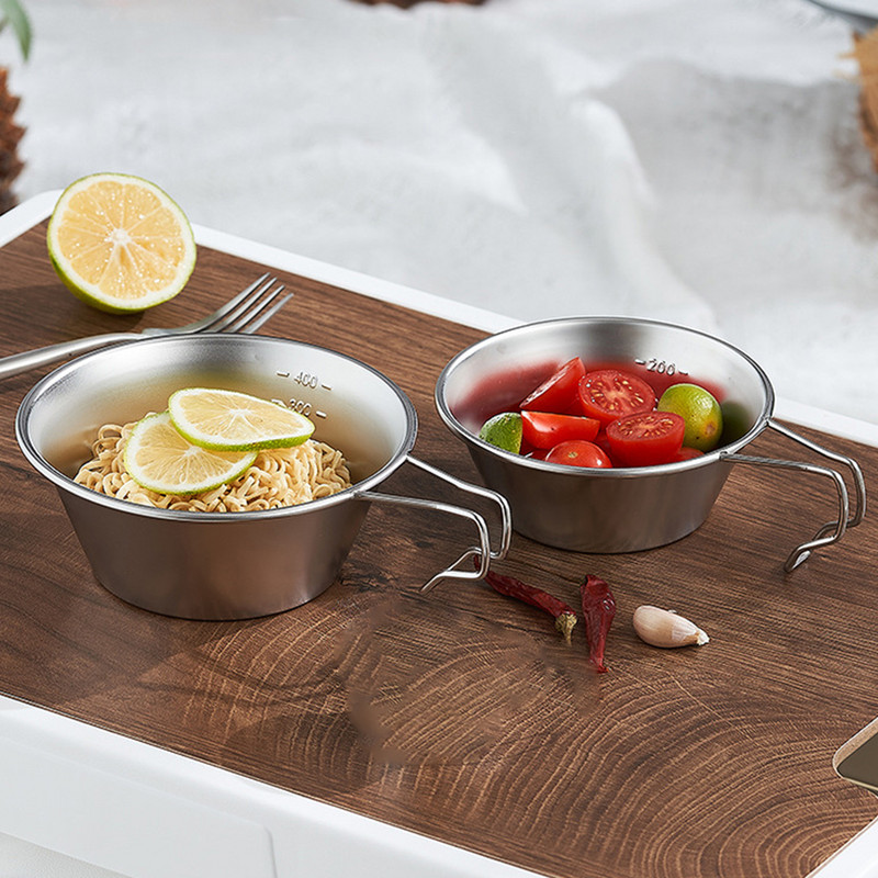 1/2 gab. Āra saliekamā bļoda 300 ml/500 ml nerūsējošā tērauda kempinga bļoda Ēdienu gatavošanai Pārgājieniem Ceļojuma piknika trauku Sierra krūzes