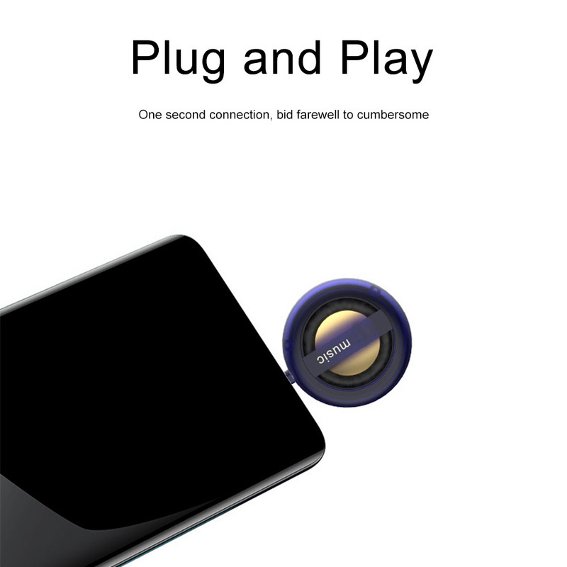 C tipa mini tālruņa skaļrunis, pārnēsājams uzlādējams spraudnis ar dzidru basu skaļruni, universāls kompaktajam mobilajam tālrunim