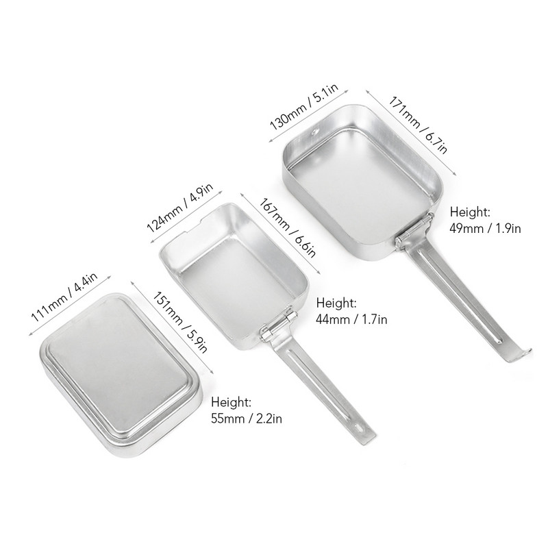 Āra netīrumu skārda komplekts alumīnija kempinga virtuves piederumu komplekts pusdienu kastes pārtikas trauks ar vāku pārgājieniem ar mugursomu piknikam