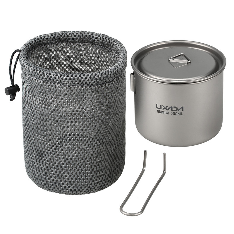 Kempinga krūze Titāna kauss Spork tūristu galda piederumi piknika piederumi āra virtuves aprīkojums ceļojumu gatavošanas komplekts trauki pārgājieniem