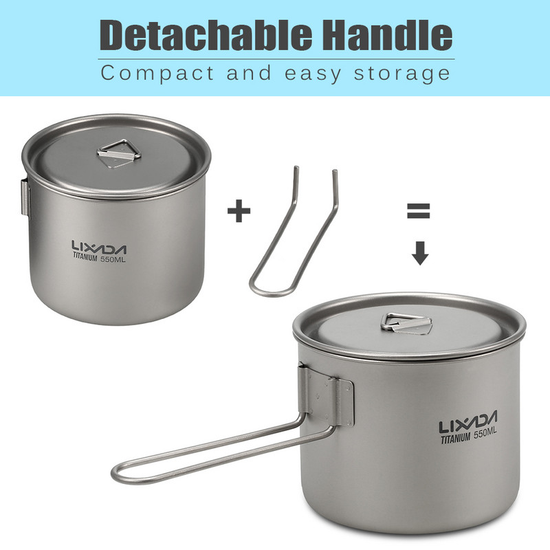 Kempinga krūze Titāna kauss Spork tūristu galda piederumi piknika piederumi āra virtuves aprīkojums ceļojumu gatavošanas komplekts trauki pārgājieniem
