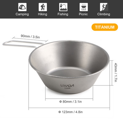 Μπολ τιτανίου Lixada 260ml με αναδιπλούμενη λαβή για υπαίθριο κάμπινγκ Πεζοπορία Πικ-νικ