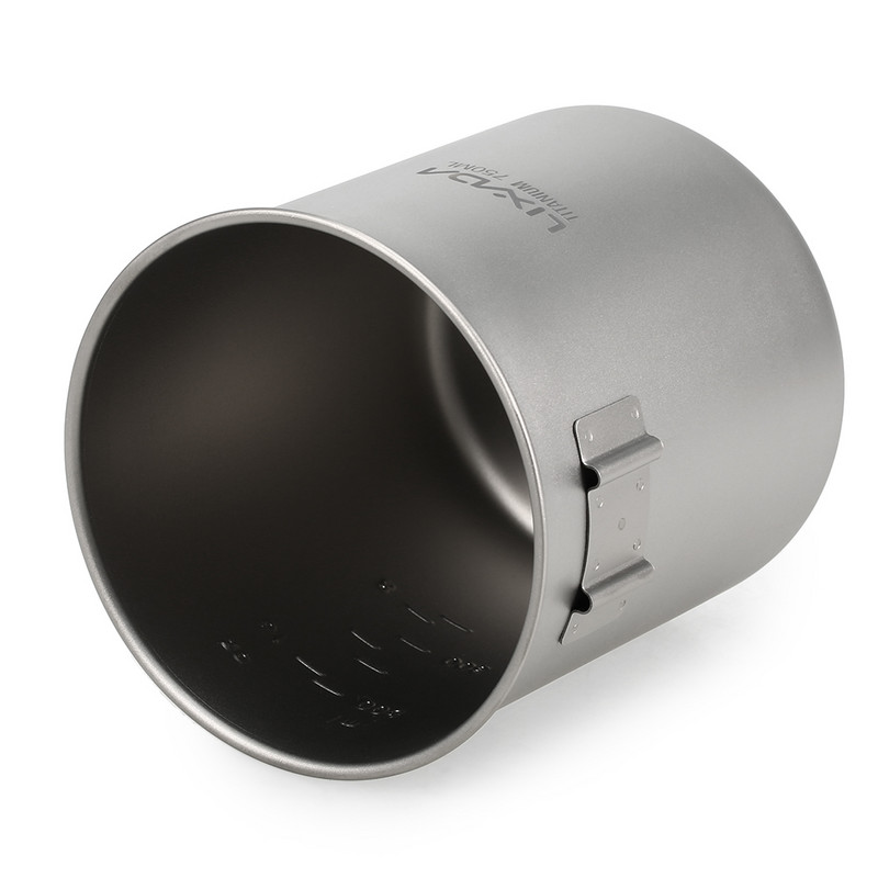 Lixada 750 ml kempinga titāna ūdens krūze ar noņemamu rokturi āra pārnēsājami galda piederumi piknika virtuves trauki