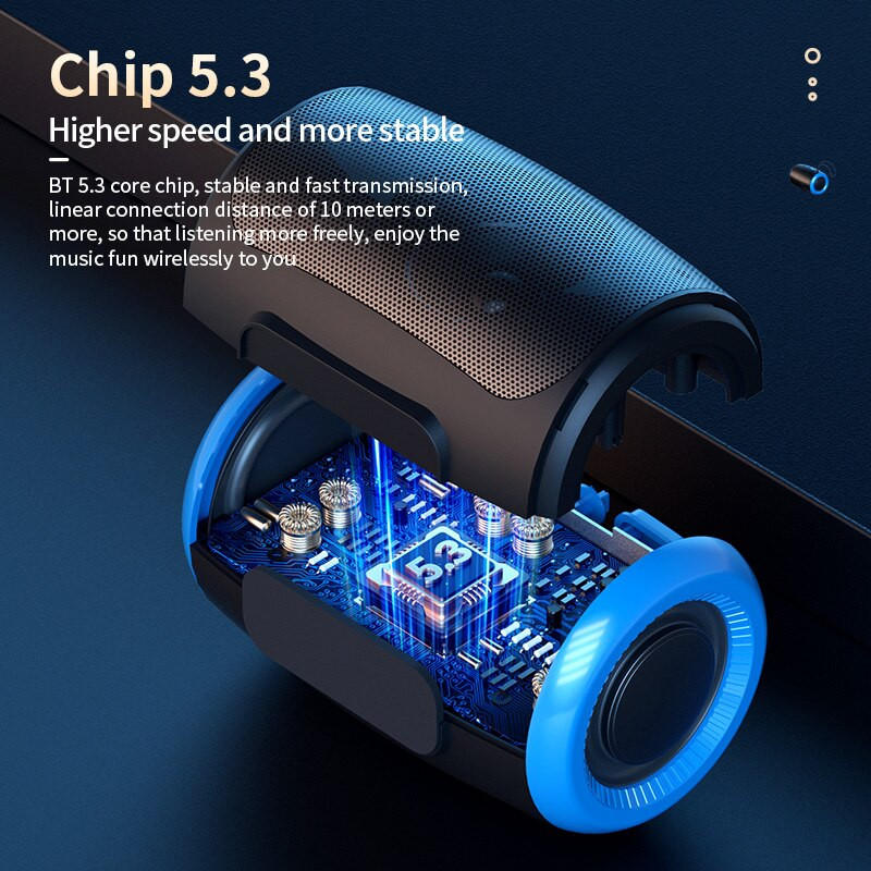 TSN-1 pārnēsājamie skaļruņi, bezvadu Bluetooth skaļruņi ar 5,3 stereo FM/SD/USB diska/papildu režīmiem, ūdensizturīgi āra Hifi skaņai