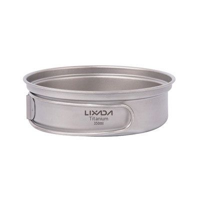 Lixada 1400 ml titāna panna ar salokāmu rokturi Pārnēsājama īpaši viegla grila panna āra gatavošanai kempinga piknika trauki