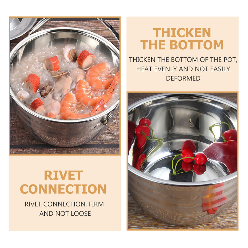 Ēdienu gatavošana katlā kempingā Virtuves trauki sautējums nerūsējošā tērauda zupa, pārnēsājams katls ar vāku katli tējkanna āra nometnē, kastrolis, ugunskurs