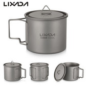Lixada Ultralight Titanium Cup Outdoor Camping Picnic Water Cup krūze ar salokāmu rokturi 300ml/350ml/420ml/550ml/650ml/750ml