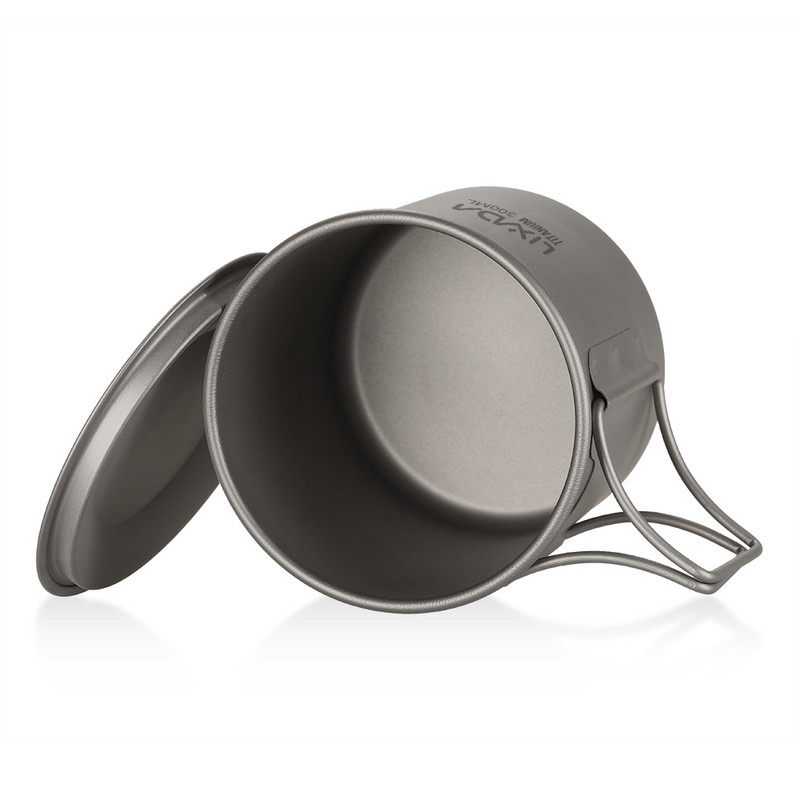 Lixada Ultralight Titanium Cup Outdoor Camping Picnic Water Cup krūze ar salokāmu rokturi 300ml/350ml/420ml/550ml/650ml/750ml
