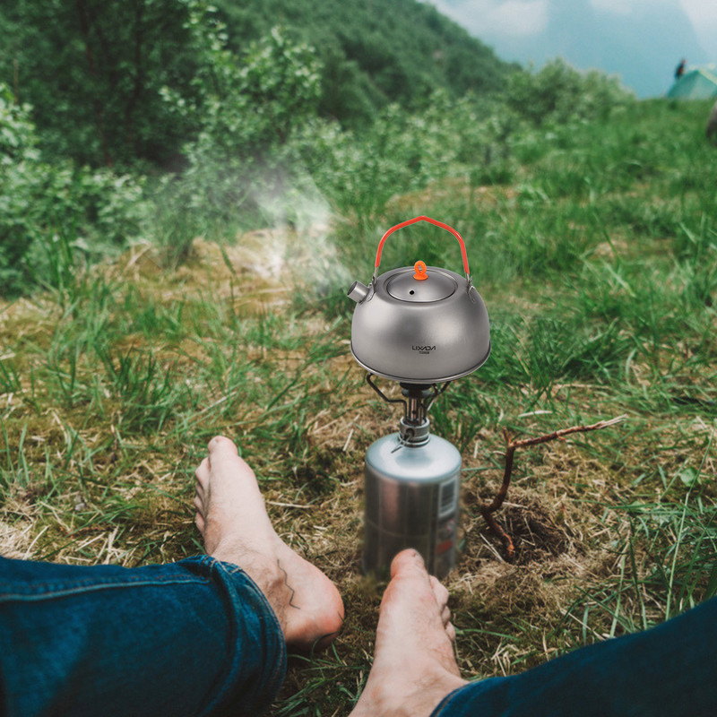 Lixada 600 ml titāna tējas tējkanna verdošam ūdenim Kafijas tējas kanna Piemērota āra kempingiem Pārgājieniem mugursomas piknikam