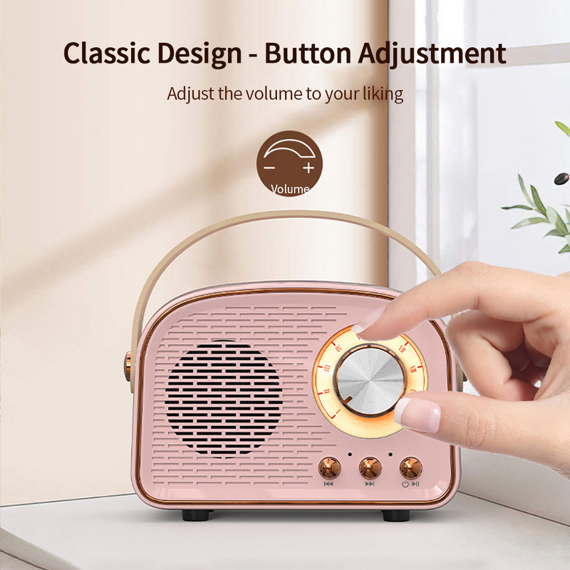 Retro Bluetooth saderīgs skaļrunis, jauks mini skaļrunis ar FM radio, bezvadu skaļrunis ar TWS mūzikas atskaņotāju Hifi Stereo TF USB