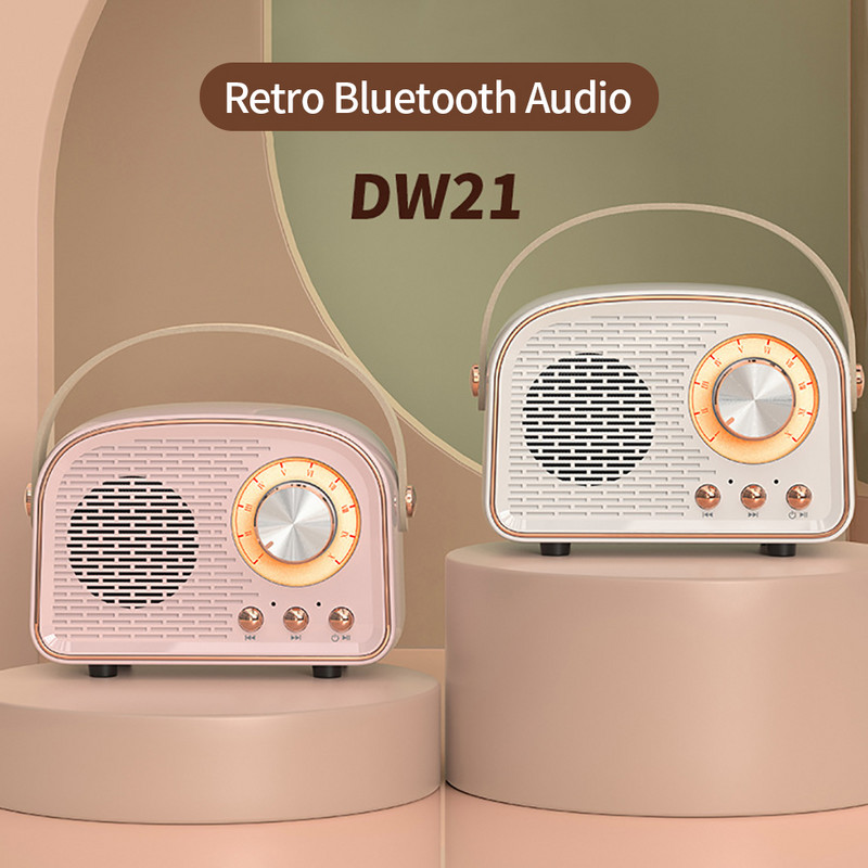 Retro Bluetooth saderīgs skaļrunis, jauks mini skaļrunis ar FM radio, bezvadu skaļrunis ar TWS mūzikas atskaņotāju Hifi Stereo TF USB