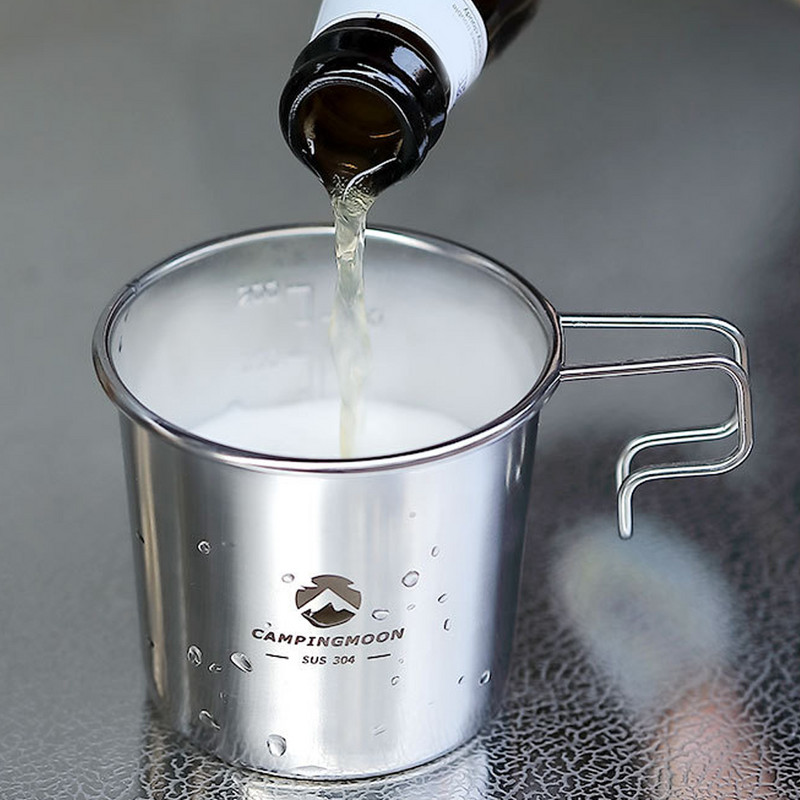 CAMPINGMOON S190 āra nerūsējošā tērauda 210 ml Sierra Cup piknika galda piederumi Pārnēsājami bārbekjū pārgājienu kempinga kauss piknika trauki