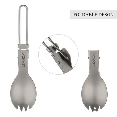 300ml/350ml/550ml/650ml/750ml īpaši viegls titāna krūze ar saliekamo Spork virtuves piederumu komplektu galda piederumi kempingam pārgājieniem piknikam Lixada