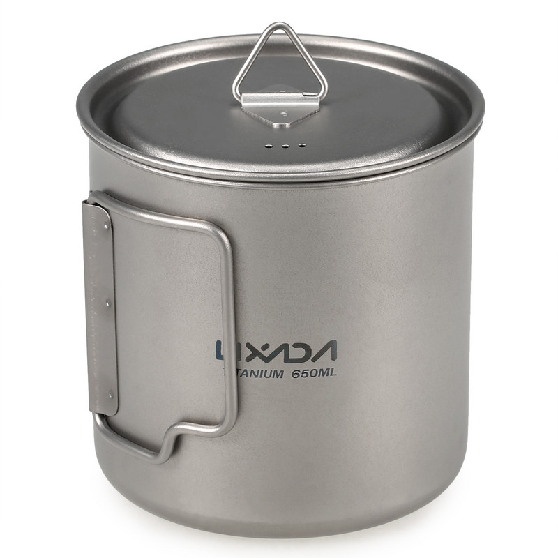 300ml/350ml/550ml/650ml/750ml īpaši viegls titāna krūze ar saliekamo Spork virtuves piederumu komplektu galda piederumi kempingam pārgājieniem piknikam Lixada