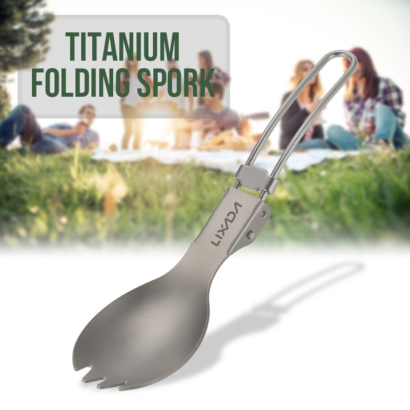 300ml/350ml/550ml/650ml/750ml īpaši viegls titāna krūze ar saliekamo Spork virtuves piederumu komplektu galda piederumi kempingam pārgājieniem piknikam Lixada