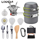 Set de vase de gătit pentru drumeții de camping Set de vase de gătit portabil pentru picnic în aer liber Set de oale de alumină Accesorii de gătit de călătorie pentru drumeții în aer liber