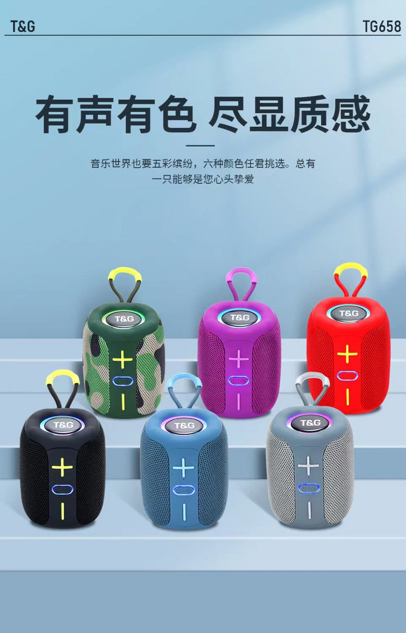 TG658 kaasaskantav traadita Bluetooth-kõlar Tws 1200mah Tws välitingimustes sport bassi veeru tugi Bt USB Tf Fm valjuhääldi heliriba