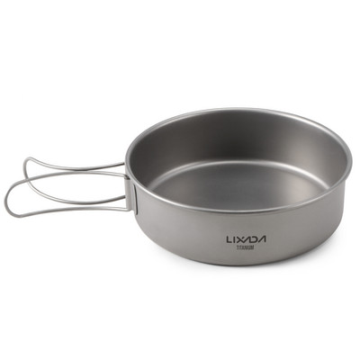 1/3 gab. Titāna bļodu komplekts Īpaši viegls titāna vakariņu trauku panna ar salokāmiem rokturiem āra kempinga pārgājienu piknikam