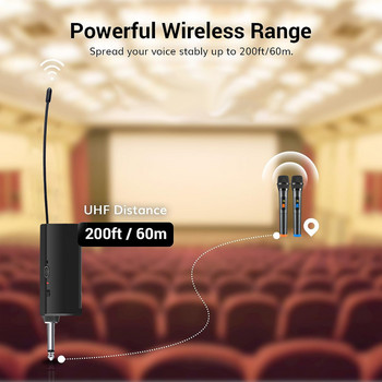 Безжичен микрофон 2 канала UHF Ръчен микрофон с фиксирана честота Микрофон за парти Караоке Професионално църковно шоу Среща