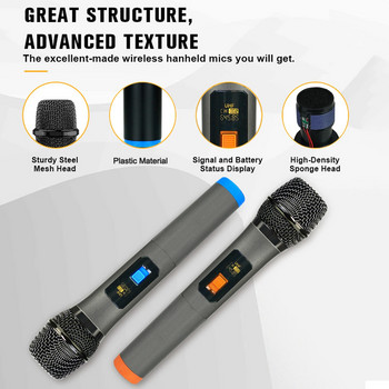 Ασύρματο μικρόφωνο Heikuding UHF Universal Cordless Dynamic Microphone System for Karaoke Singing Dj Microphone