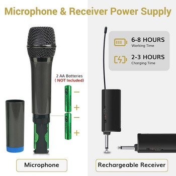 Ασύρματο μικρόφωνο Heikuding UHF Universal Cordless Dynamic Microphone System for Karaoke Singing Dj Microphone