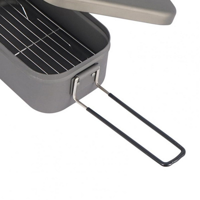 Cutie de prânz pentru camping, 800 ml, mâner pliabil, recipient Bento de camping, suport pentru abur, vase de gătit pentru picnic