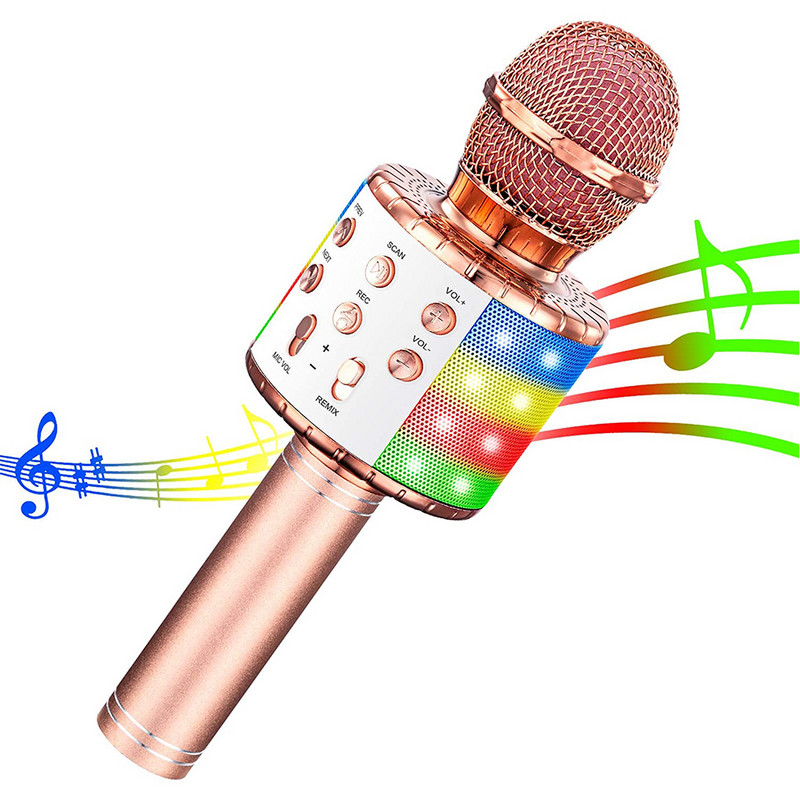 6 krāsu Bluetooth bezvadu mikrofons, uzlādējams karaoke KTV mikrofons, 3 slāņu trokšņu samazināšanas mūzikas atskaņotājs, dziedāšanas aprīkojums