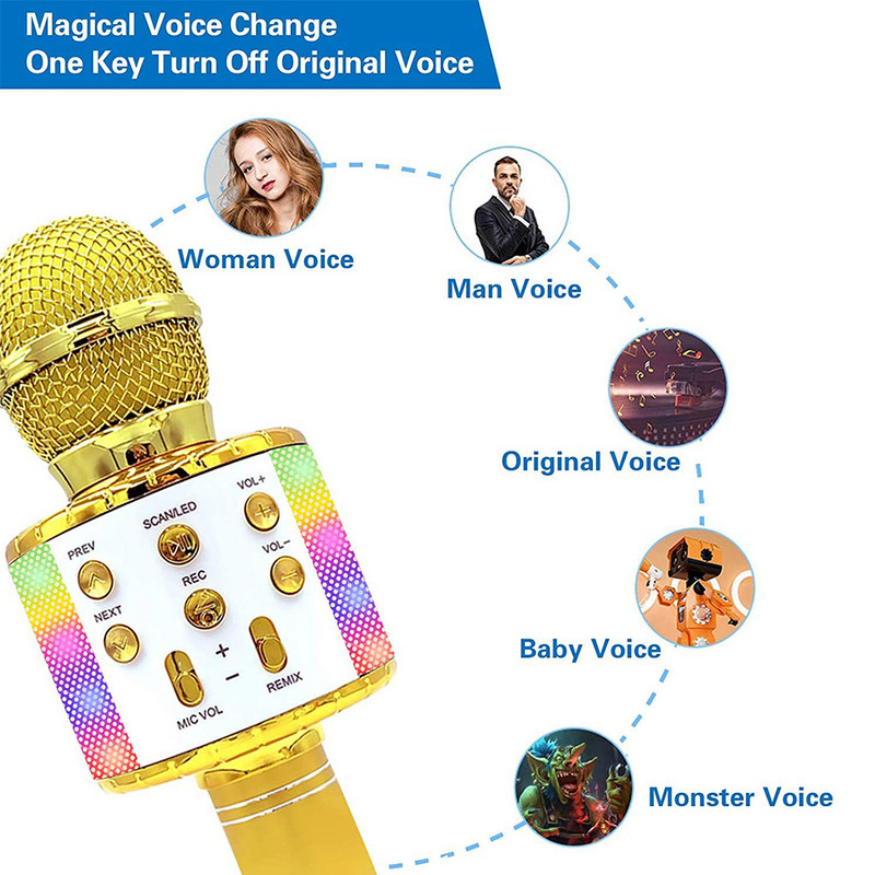 6 krāsu Bluetooth bezvadu mikrofons, uzlādējams karaoke KTV mikrofons, 3 slāņu trokšņu samazināšanas mūzikas atskaņotājs, dziedāšanas aprīkojums