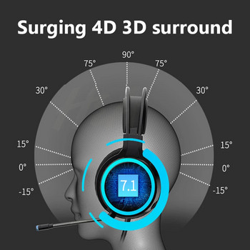 Ακουστικά παιχνιδιών 7.1 Stereo SVirtual Surround Bass ακουστικά ακουστικών με φως LED μικροφώνου για υπολογιστή PC Πτυσσόμενο Gamer