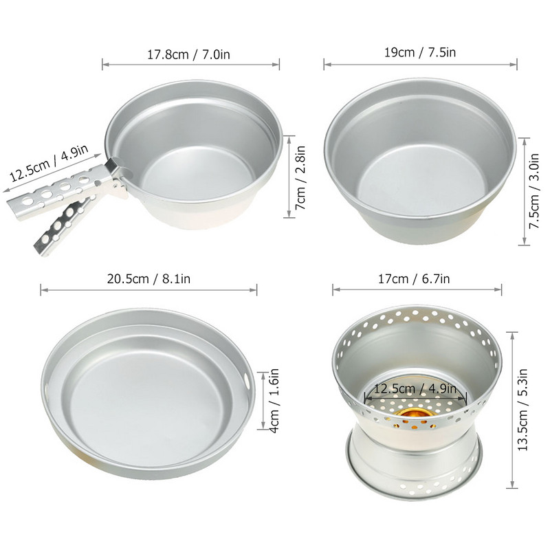 Kempinga virtuves piederumu komplekts, alkohola plīts, spirta deglis ar statīvu, kastrolis āra gatavošanas komplekts ceļojumiem pārgājieniem, piknikam, grilēšanai