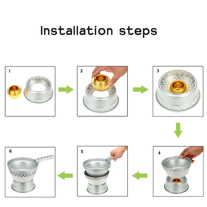 Kempinga virtuves piederumu komplekts, alkohola plīts, spirta deglis ar statīvu, kastrolis āra gatavošanas komplekts ceļojumiem pārgājieniem, piknikam, grilēšanai
