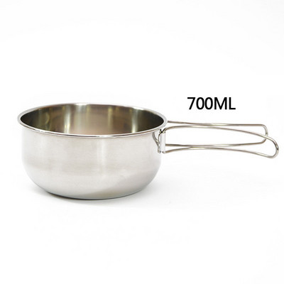 Camping în aer liber Bol pliabil din oțel inoxidabil 304 Vase portabile de gătit Veselă pentru picnic Bol de 500 ml/700 ml cu mâner pliabil