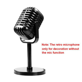 Simulation Props Mic Plastic Retro Dynamic Vocal Microphone Vintage Style Universal Stand ornament for Live Performance Karaoke