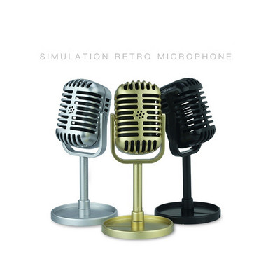 Szimulációs kellékek Mikrofon műanyag Retro dinamikus énekmikrofon Vintage stílusú univerzális állványdísz élő előadású karaokehoz