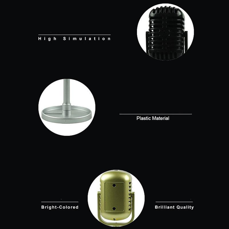 Simulatsioonirekvisiidid Mikk Plastist Retro-dünaamiline vokaalmikrofon Vintage stiilis universaalne statiivi ornament live-esinemiseks karaokeks