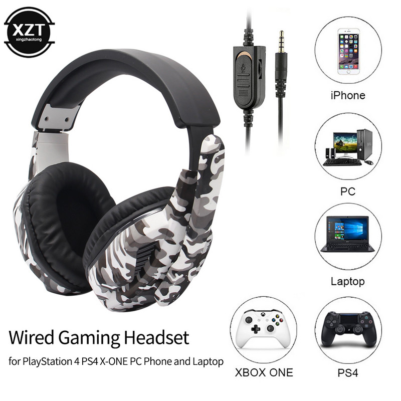 Pārdod 3,5 mm kamuflāžas spēļu austiņas Profesionālas Gamer Stereo Galvas austiņas Datora austiņas priekš PS4 PS3 Xbox Sw