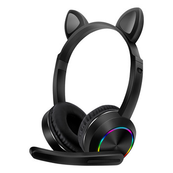 Ενσύρματα ακουστικά Cat Ears με RGB Light Flexible HD Mic 3,5mm Ακουστικά για gaming Ακουστικά υπολογιστή για PC Gamer PS4 XBox