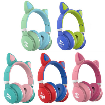 Arvuti kõrvaklapid mikrofoniga Kvaliteetsed juhtmevabad kassikõrvad lastele Tüdrukutele Multikad Led Stereopeakomplekt Uus