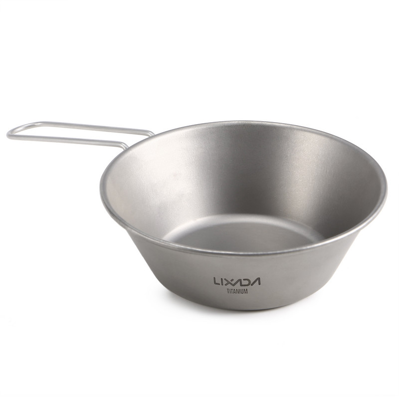 „Lixada“ titano dubuo su sulankstoma rankena Nešiojami nerūdijančio plieno indai, skirti stovyklavietėms, žygiams, kuprinėms, iškyloms