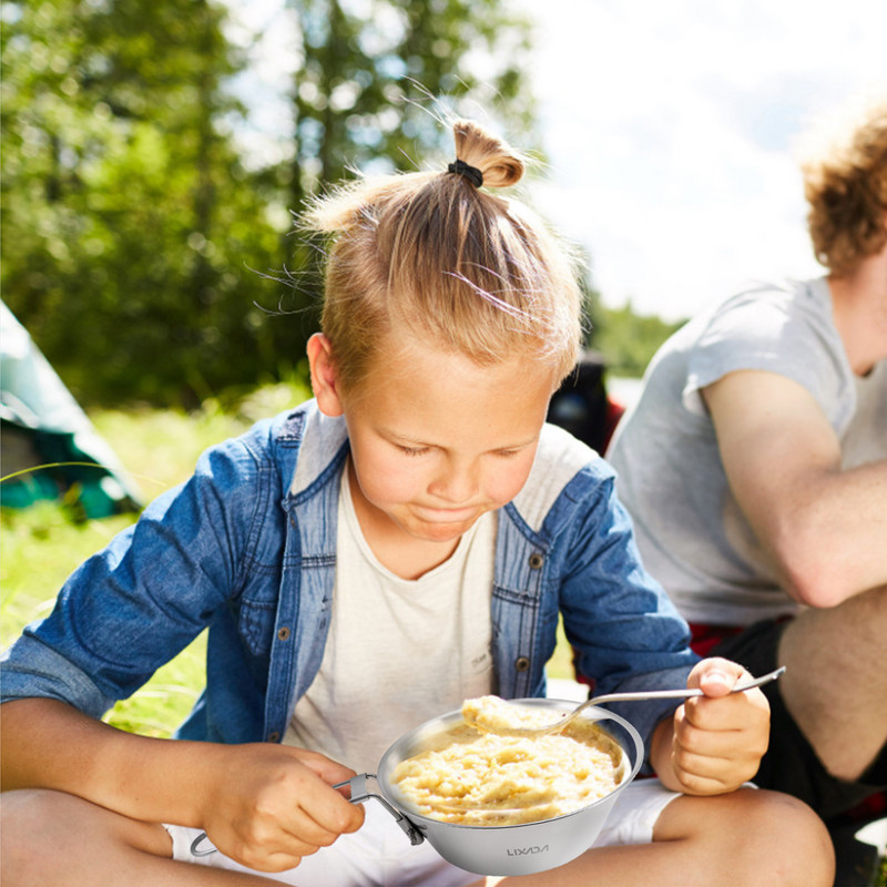 „Lixada“ titano dubuo su sulankstoma rankena Nešiojami nerūdijančio plieno indai, skirti stovyklavietėms, žygiams, kuprinėms, iškyloms